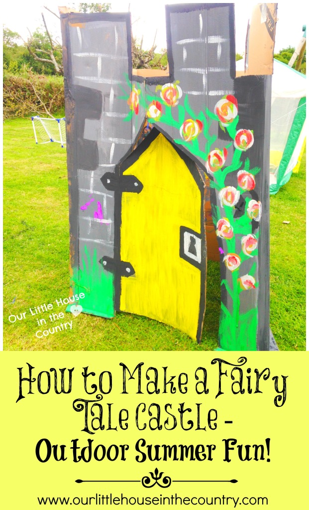 How to Make a Fairy Tale Castle - Outdoor Summer Fun for Kids - Our Little House int he Country #outdoorfun #summer #kids #fairytalecastle #pretendplay #artsandcrafts