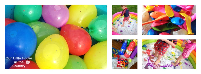 Paint Filled Water Balloons - Messy Outdoor Summer Fun! - Our Little House in the Country #messyplay #outdoorplay #summer #waterballoons