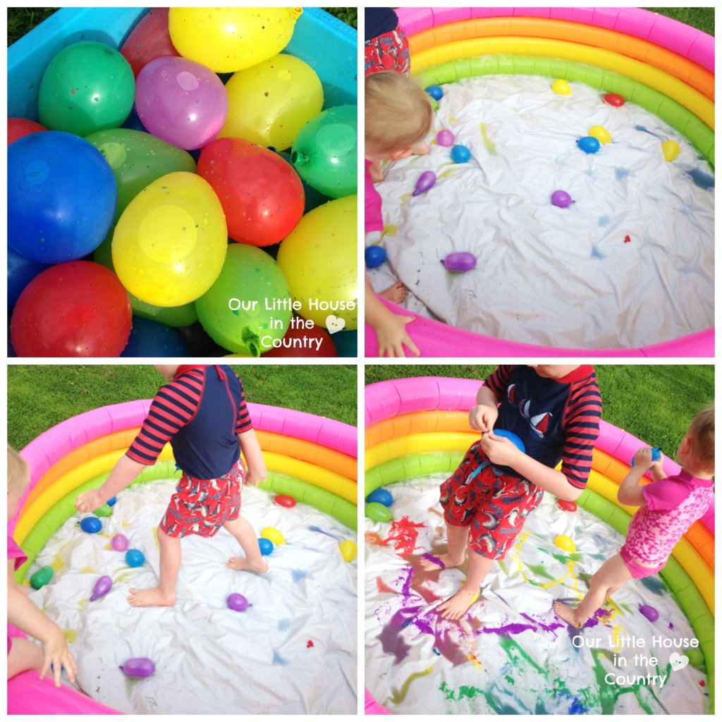 Paint Filled Water Balloons - Messy Outdoor Summer Fun! - Our Little House in the Country #messyplay #outdoorplay #summer #waterballoons 