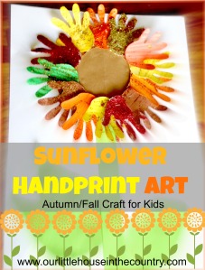 Handprint Sunflowers Art - Autumn/Fall Art Activities for Kids - Our Little House in the Country #sunflowers #autumn #fall #artforkids
