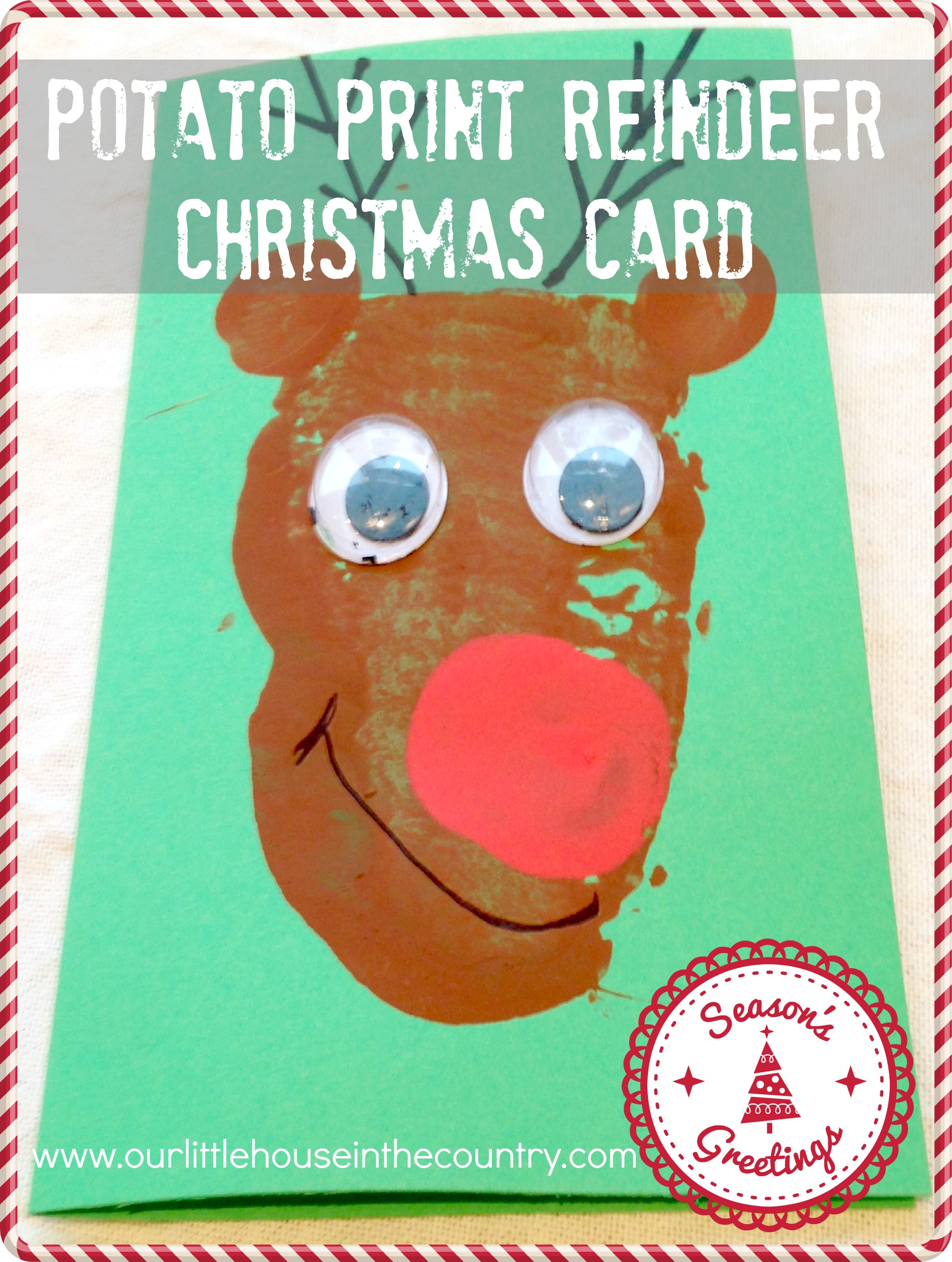 Potato Print Reindeer Christmas Cards